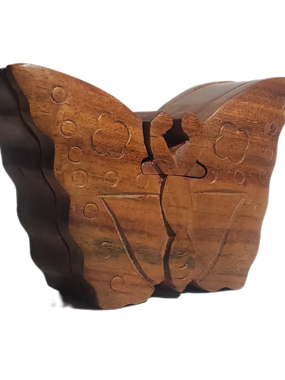 Hand-carved Wooden Butterfly Puzzle Box | Trinket Box Secret Compartment Box NWT